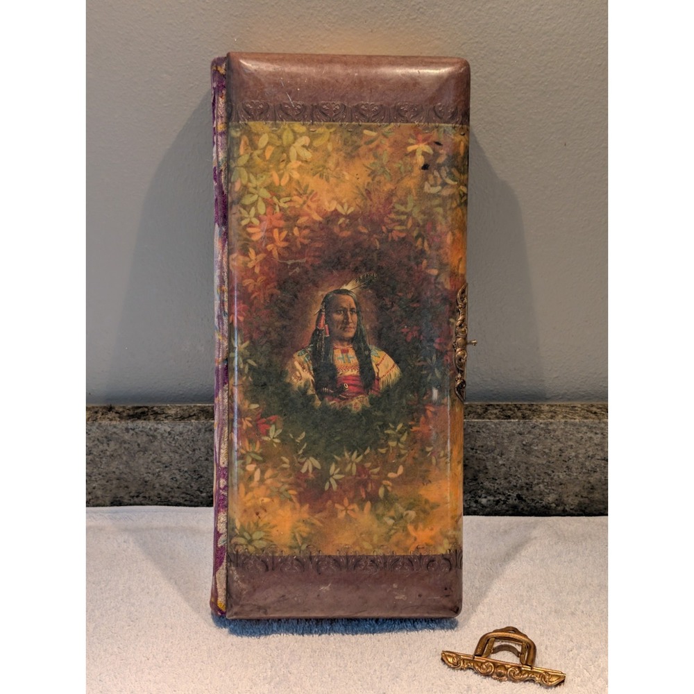 Vintage Rare Celluloid & Velvet Photo Album Native American Indian Broken Latch